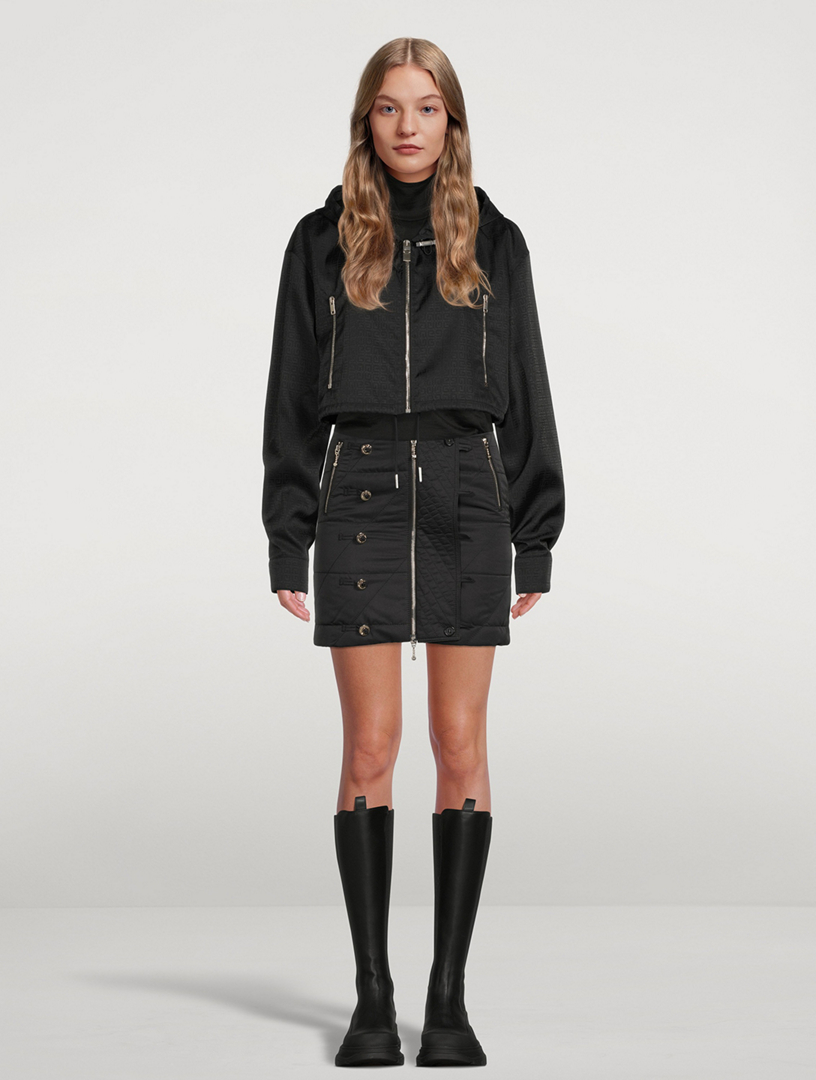 Qipao Zip-Front Quilted Mini Skirt