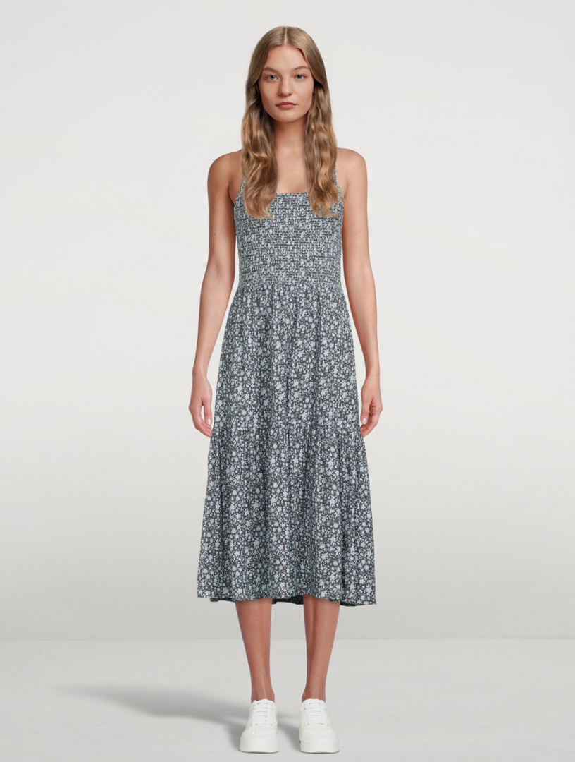 Penelope Printed Cross-Back Midi Dress