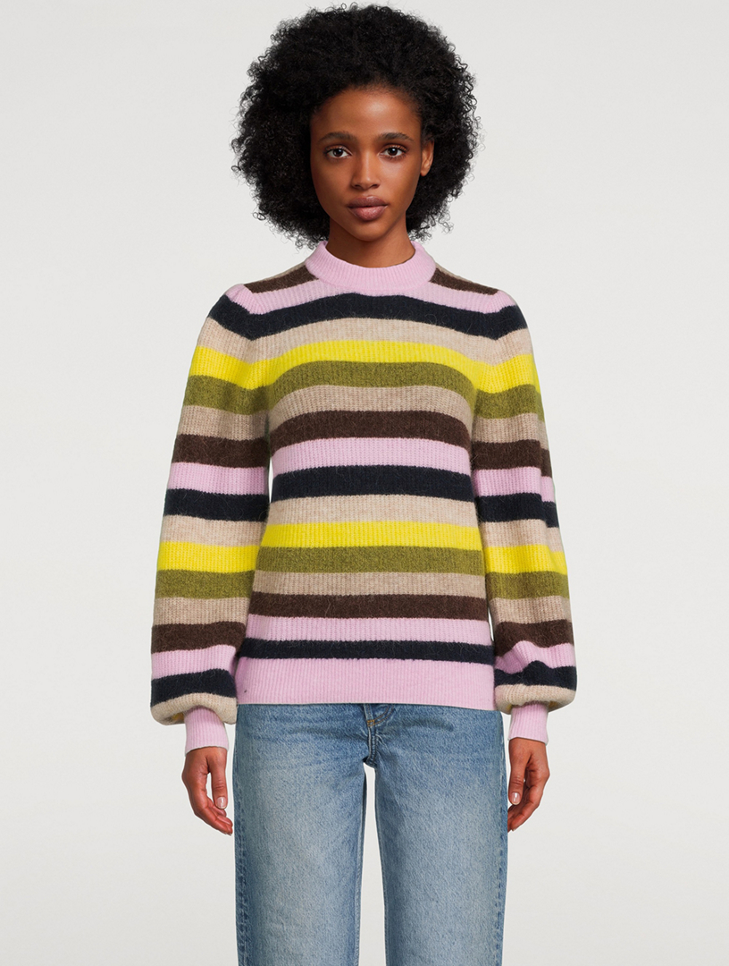 Række ud Hård ring Revival GANNI Puff-Sleeve Striped Sweater | Holt Renfrew