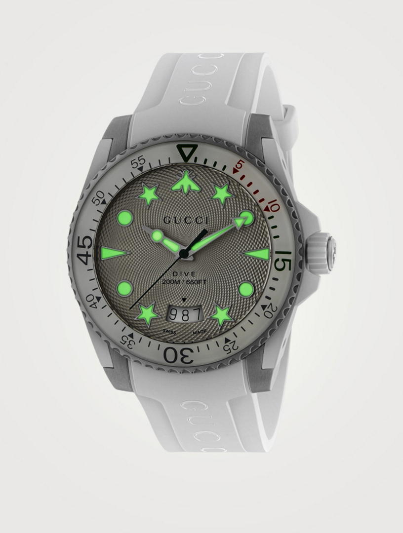 Dive Stainless Steel Rubber Strap Watch