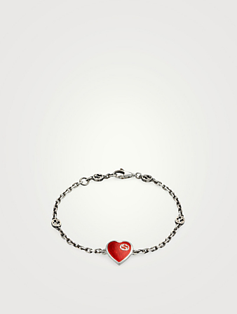 Interlocking G Sterling Silver Heart Bracelet
