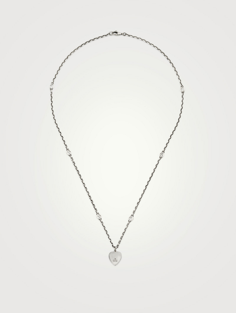 Interlocking G Sterling Silver Heart Necklace