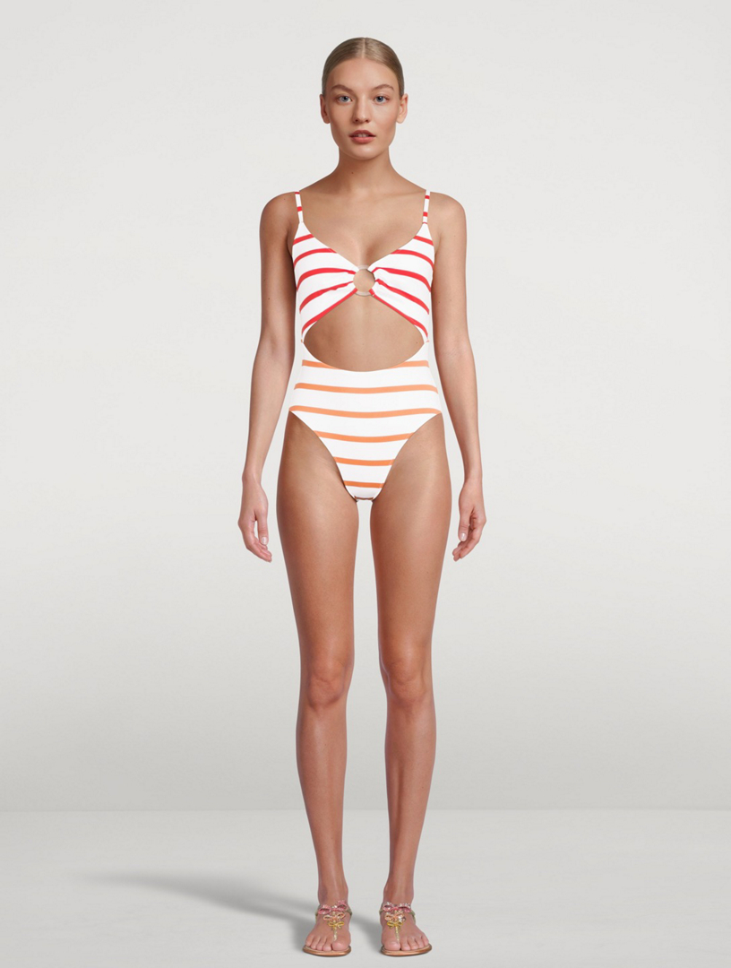 ECELEN New Summer Bathing Suits For Women Solid Color Striped