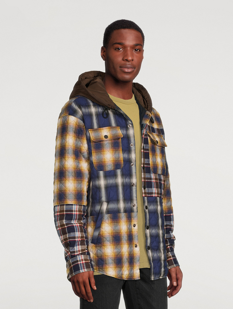 Cotton Flannel Shirt Three-Tone Check Print