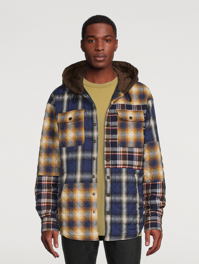 Cotton Flannel Shirt Three-Tone Check Print