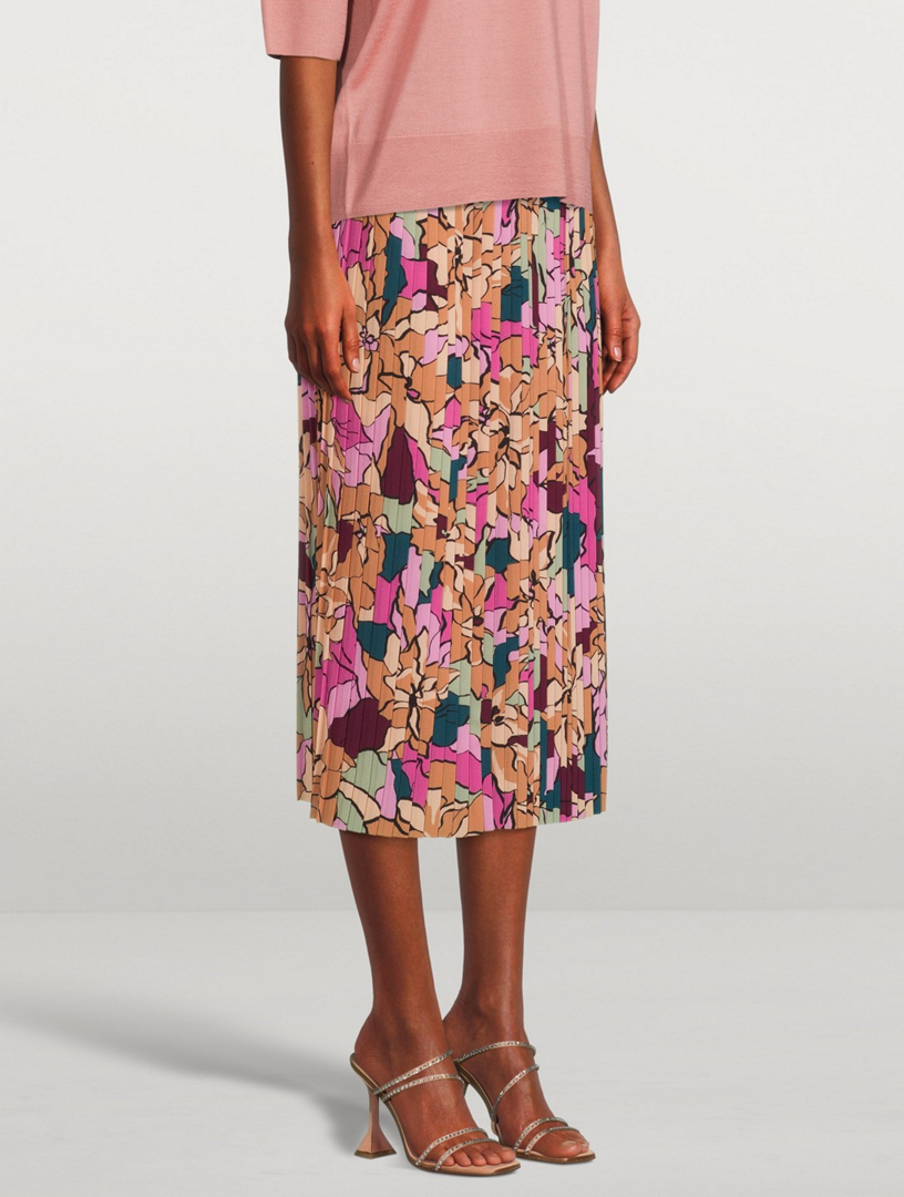 Sarean Printed Pleated Midi Skirt