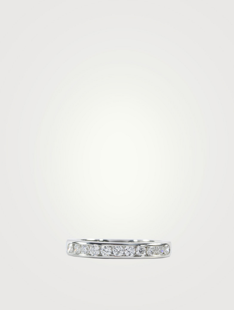 3mm Channel Set Platinum Partway Band Ring With Diamonds