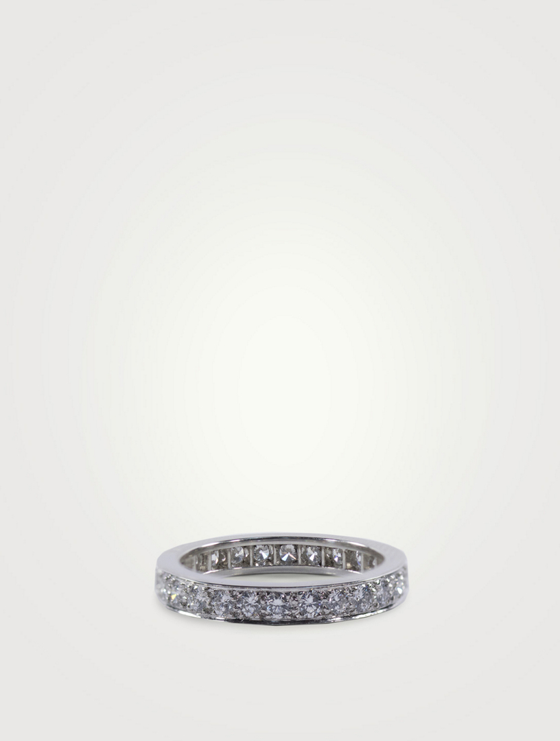 3mm Bead Set Platinum Eternity Band Ring With Diamonds