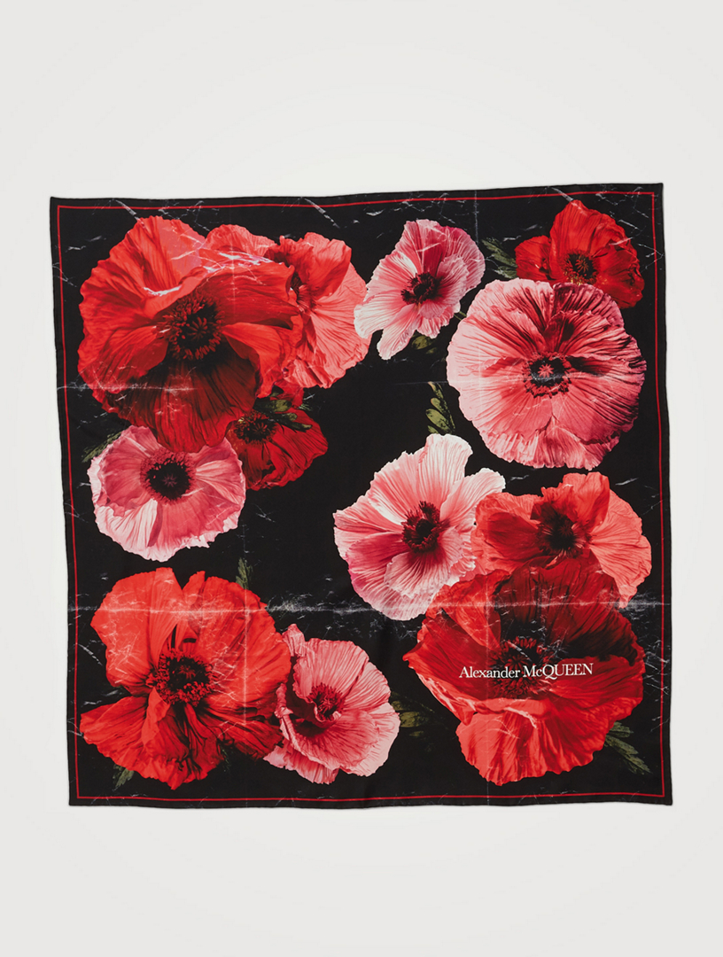 Silk Exploded Poppies Scarf
