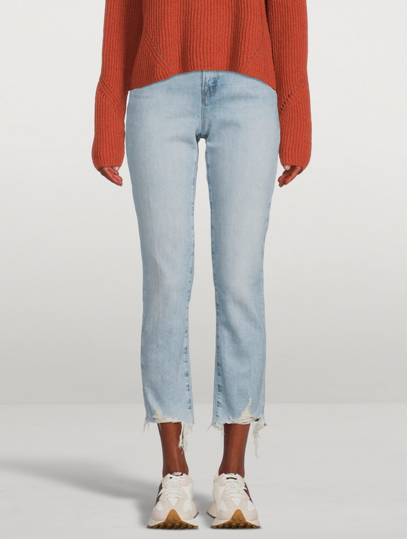 Le High Straight Jeans With Raw Edge