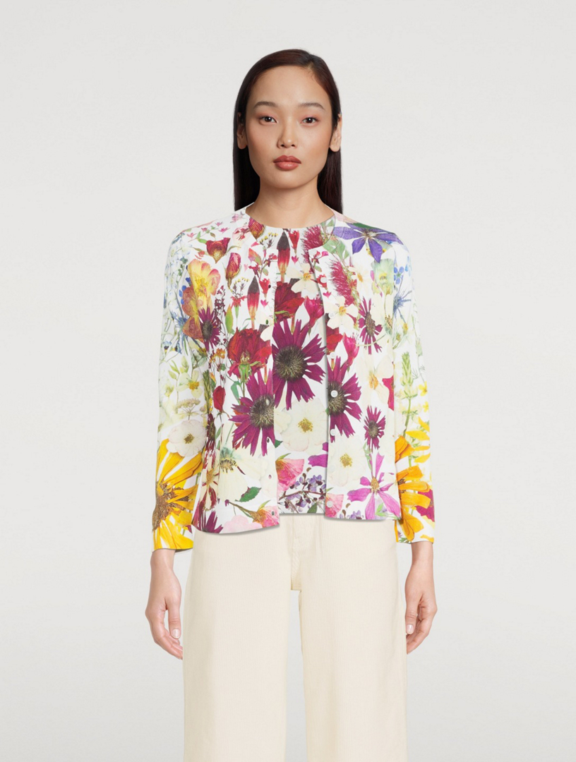 Knit Cardigan Floral Print