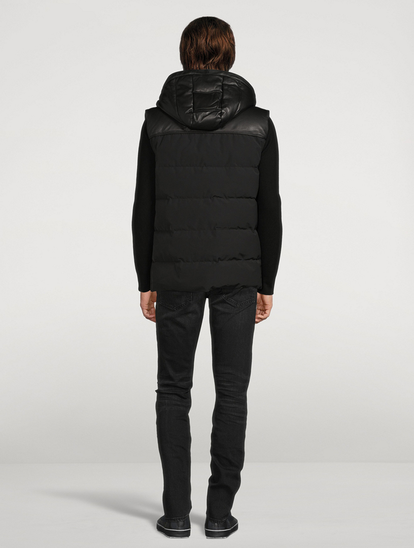 Whitemud Quilted Down Vest With Leather Hood