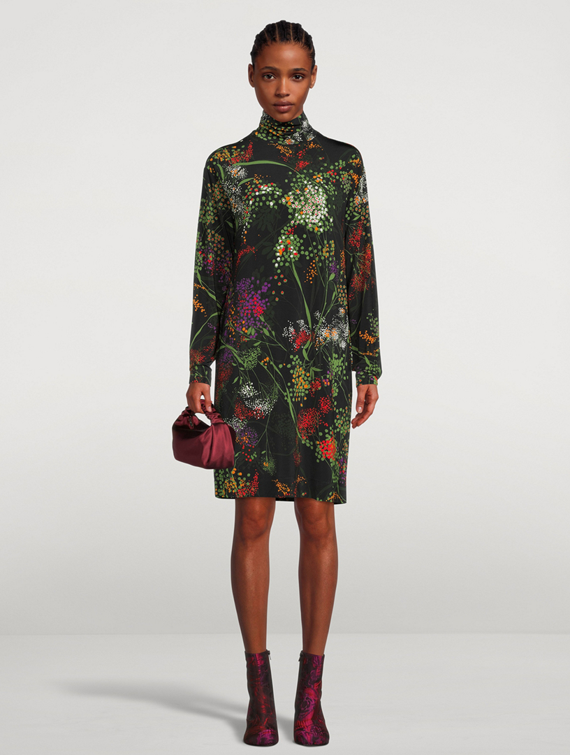 DRIES VAN NOTEN Hoble Turtleneck Dress In Floral Print Holt Renfrew