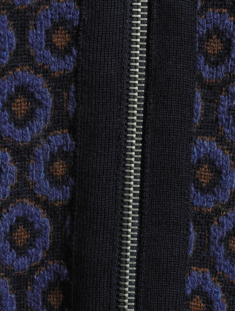 Tiffany Jacquard Wool Zip-Front Jacket