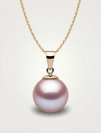 Collier Classic en or 18 ct avec pendentif de perle rose de 9 à 10 mm