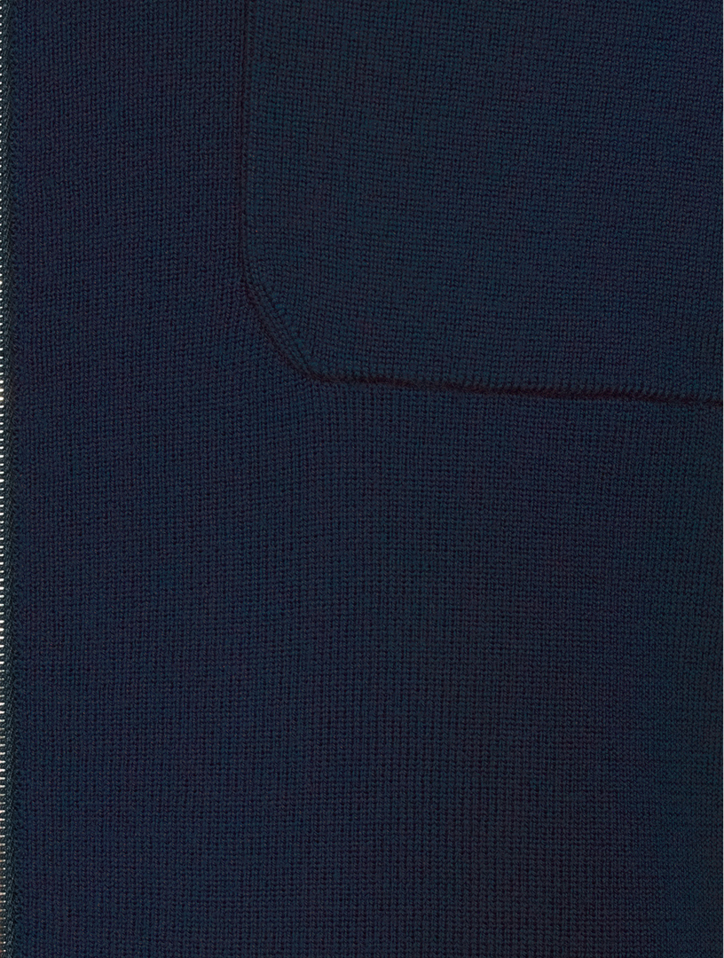 Wool Zip Cardigan With Tipping