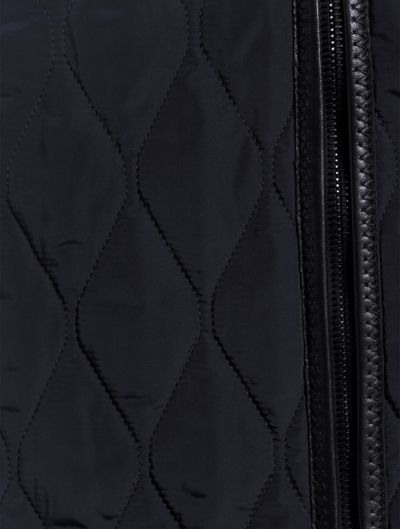 Cashmere-Blend Hood Zip Jacket With Leather Detail