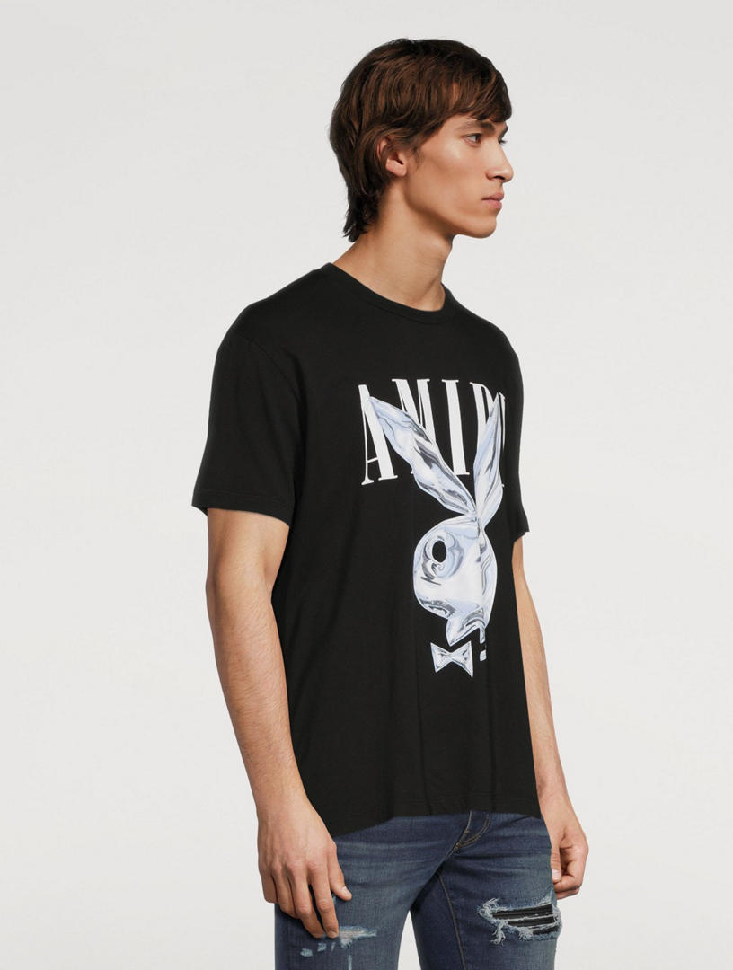 AMIRI, Shirts, Black Amiri Metallic Playboy Logo T Shirt