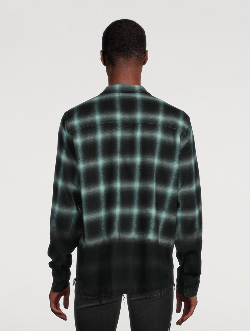 Shadow Dip-Dyed Shirt Plaid Print