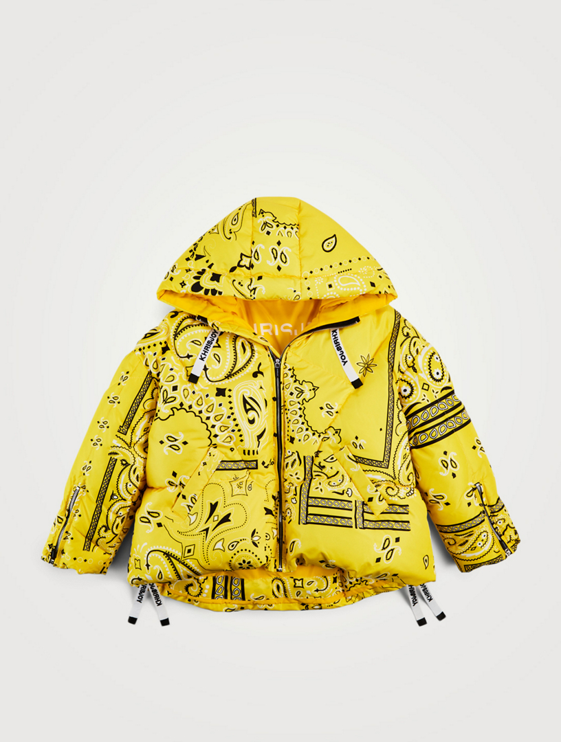 Kids Oversized Down Puffer Jacket Bandana Print