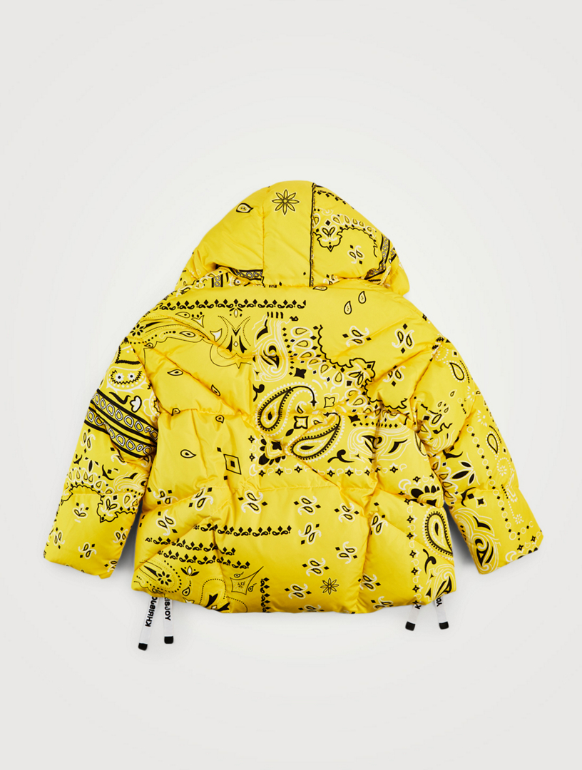 Kids Oversized Down Puffer Jacket Bandana Print