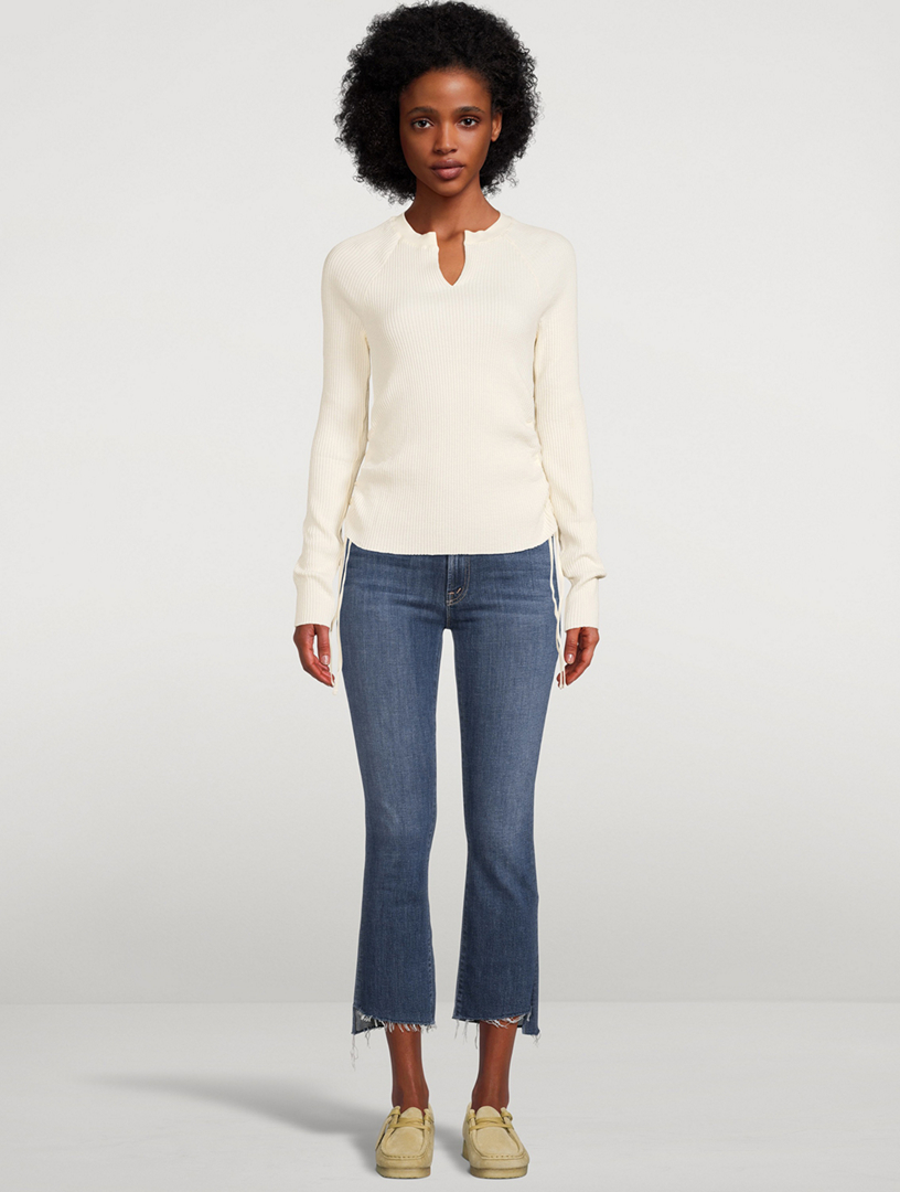 MOTHER The Insider Straight Cropped Jeans With Step Fray | Holt 