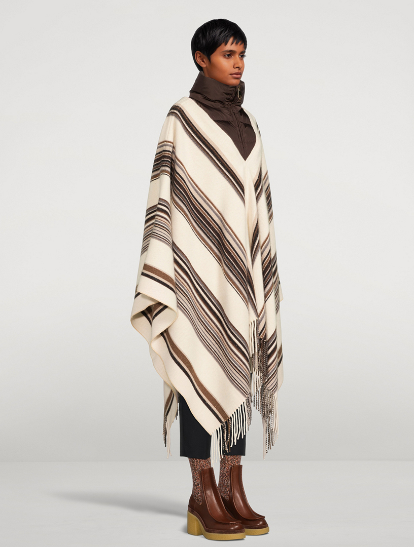 ChloÉ Cashmere And Down Puffcho In Stripe Print 