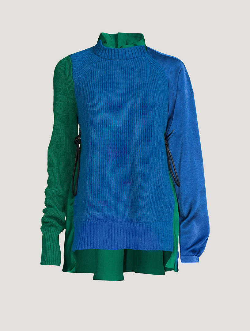 SACAI Wool And Satin Sweater | Holt Renfrew