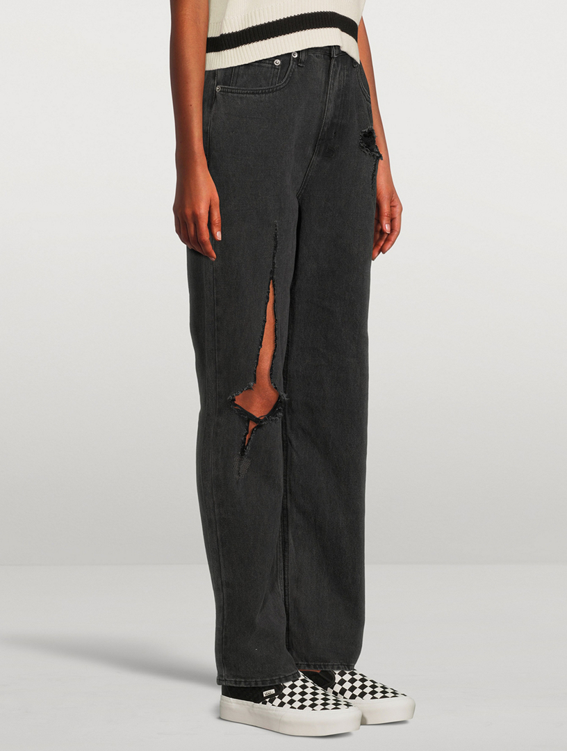Playback Ripped Straight-Leg Jeans