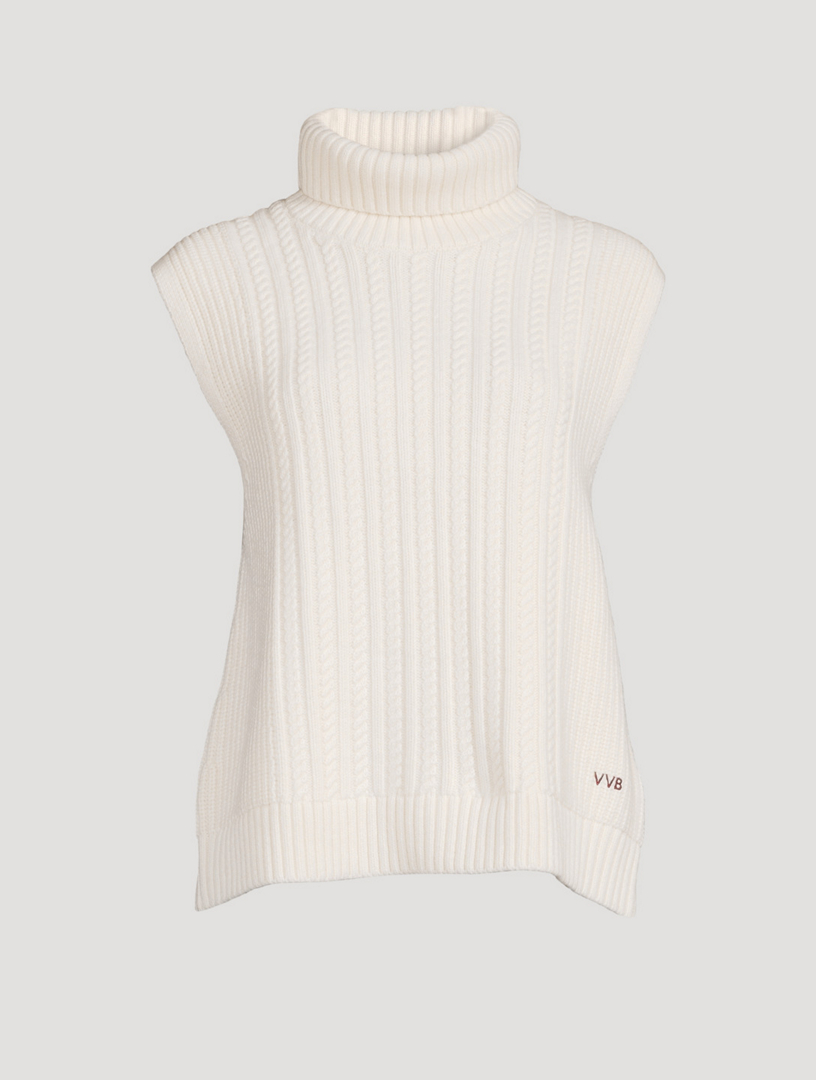 White sleeveless deals turtleneck sweater