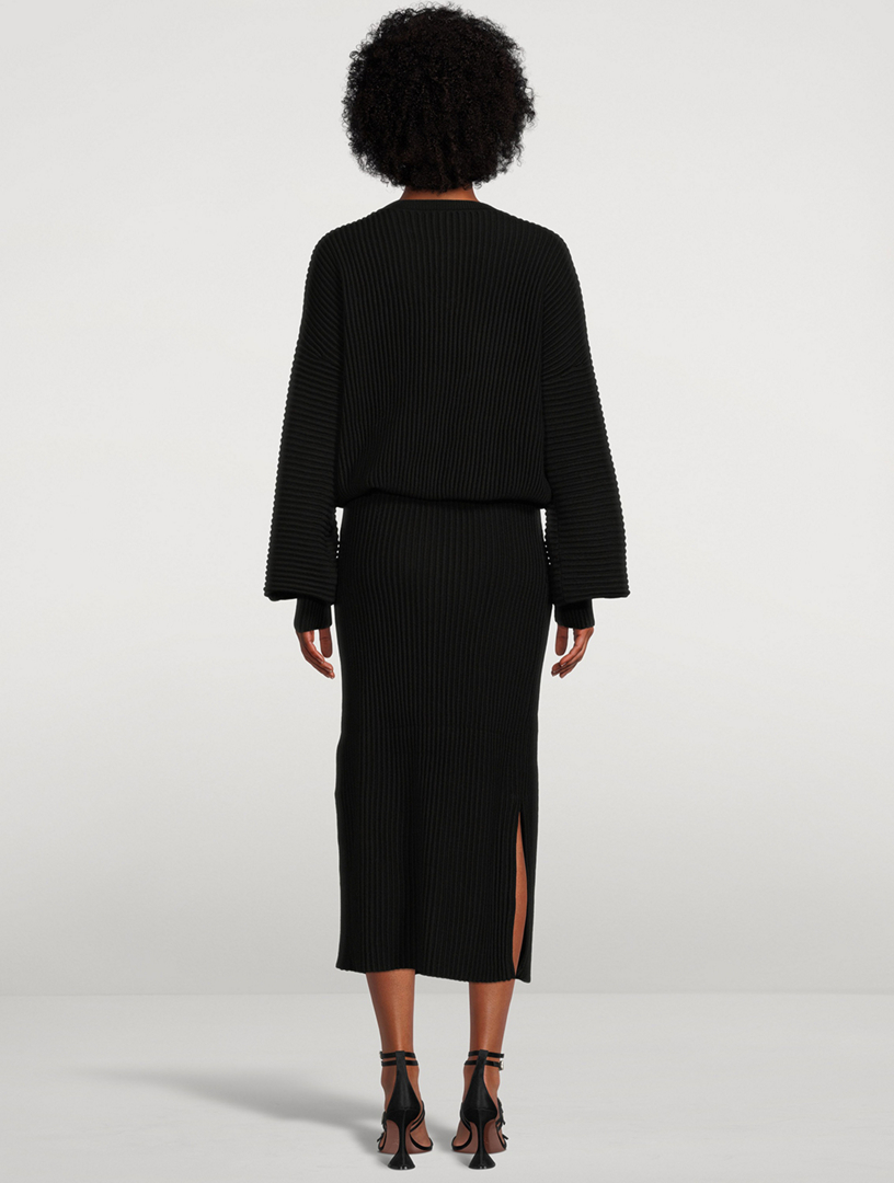 Merino Wool Sweater Dress With Keyhole