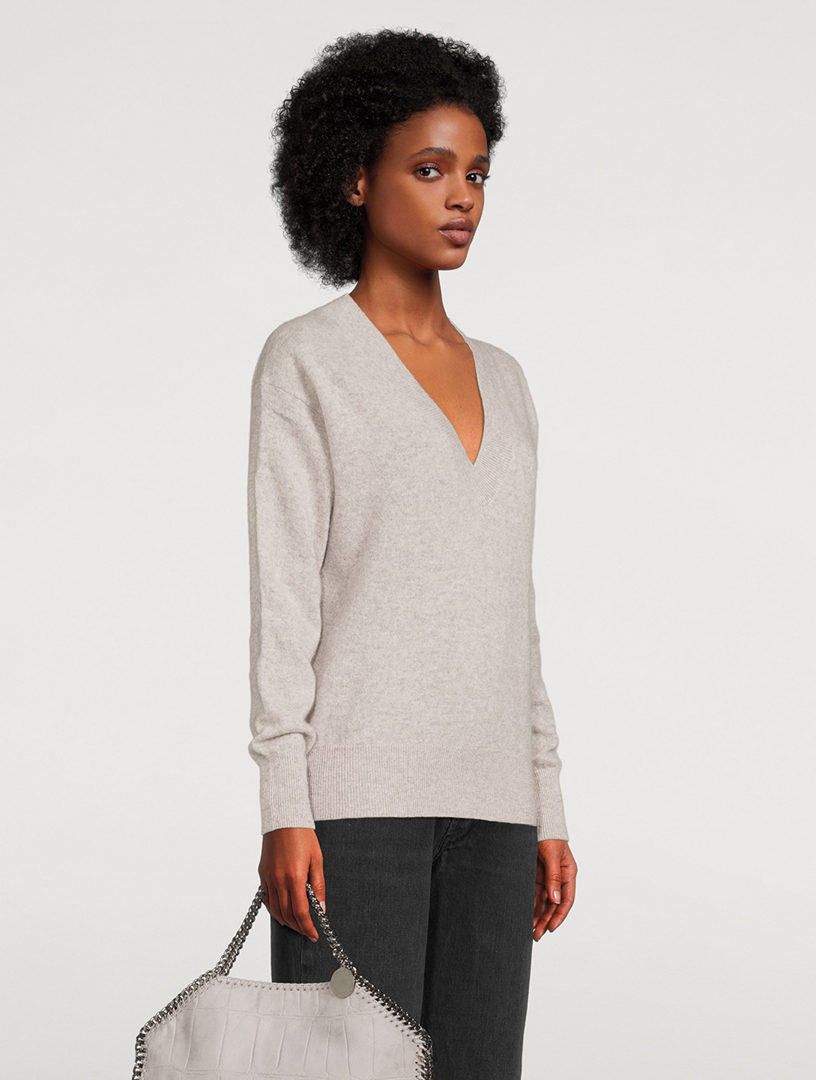 Essential Cashmere V Neck – White + Warren