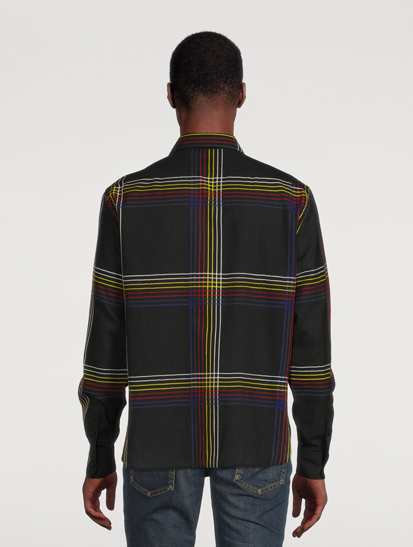 Wool Fitted Shirt Checked Print