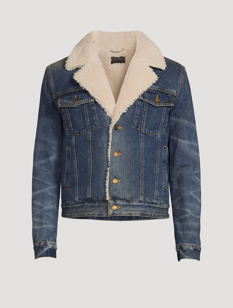 SAINT LAURENT Shearling Denim Jacket | Holt Renfrew