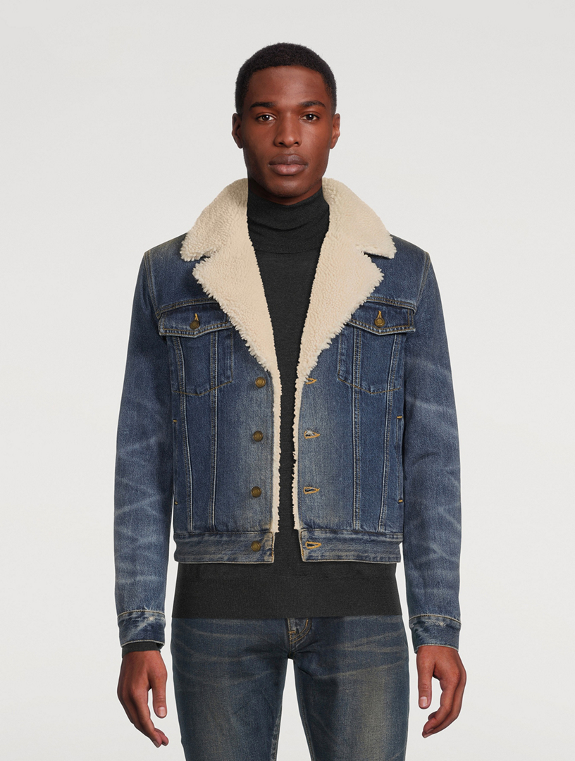 SAINT LAURENT Shearling Denim Jacket | Holt Renfrew