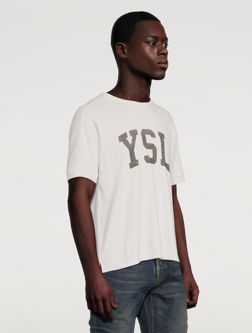Tシャツ・カットソー SAINT LAURENT T-SHIRTS WHITE Logo cotton T-shirt in white - Saint Laurent | Mytheresa