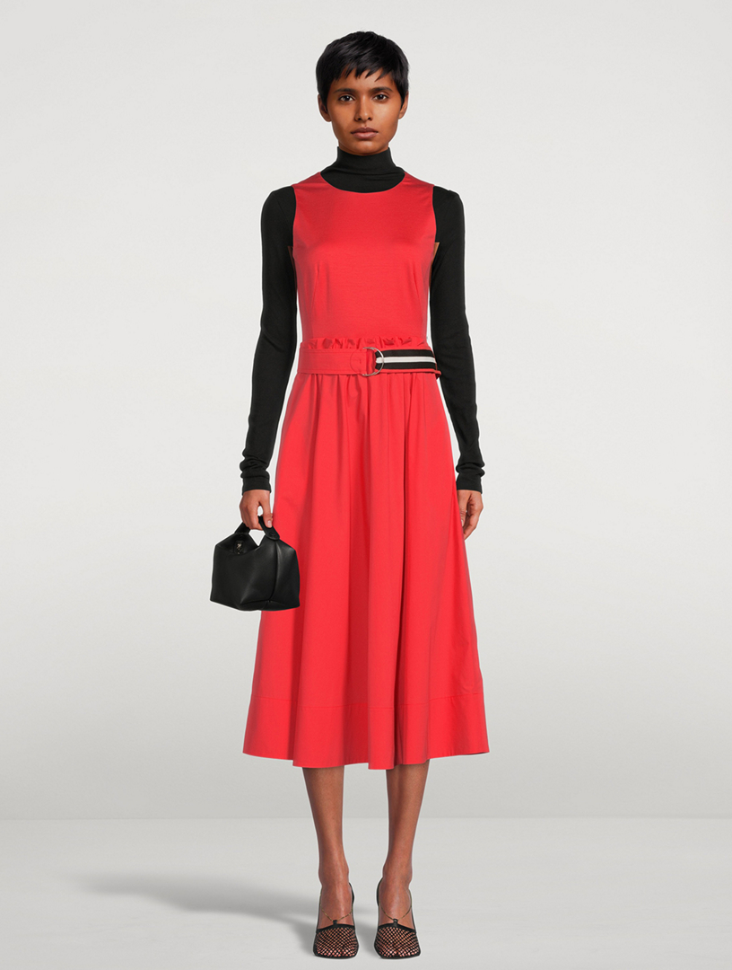 AKRIS PUNTO MixedMedia Belted Midi Dress Holt Renfrew