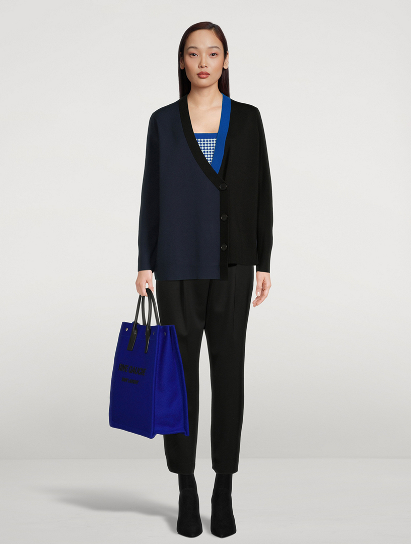 Asymmetric Stretch Virgin Wool Cardigan