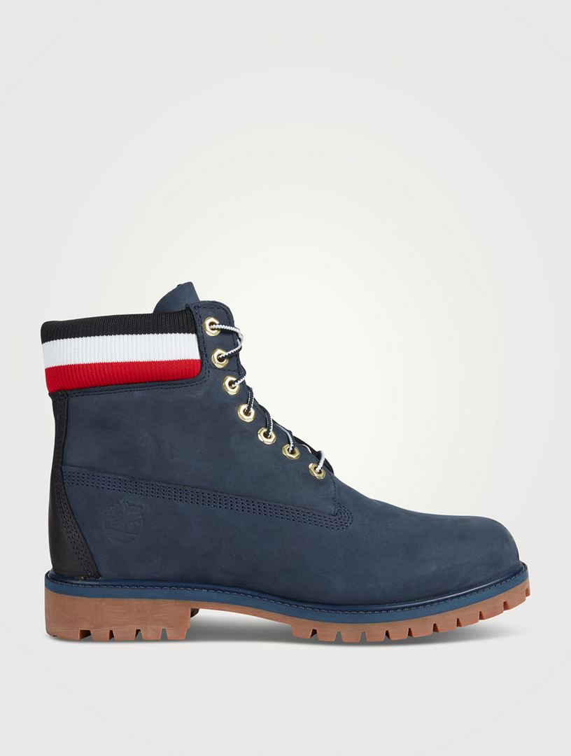 Navy blue and hot sale red timberlands