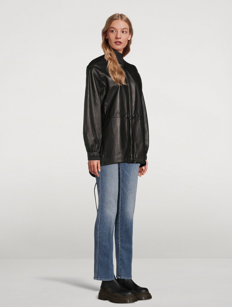 Zip-Up Leather Anorak