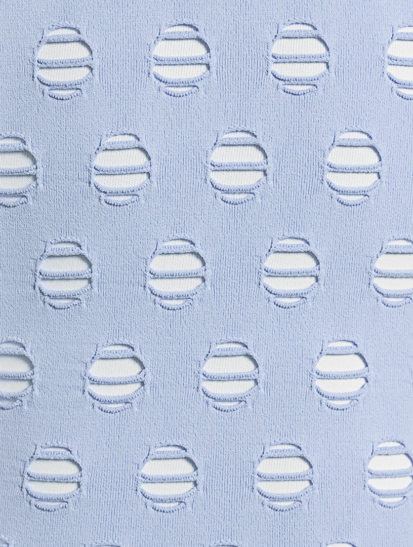 Perforated Turtleneck Bodycon Top