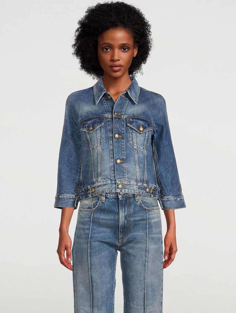 Cropped Raglan Denim Jacket