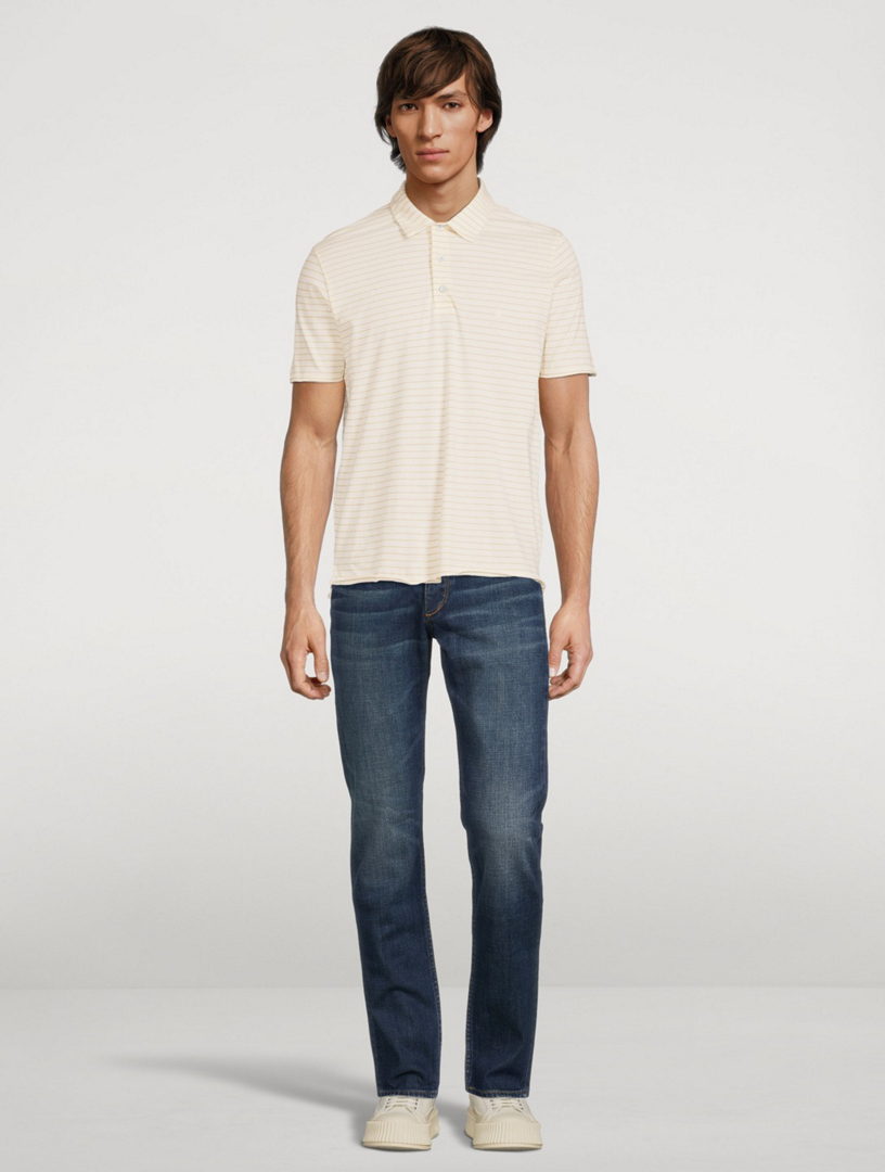 Undyed Jersey Polo Shirt Striped Print