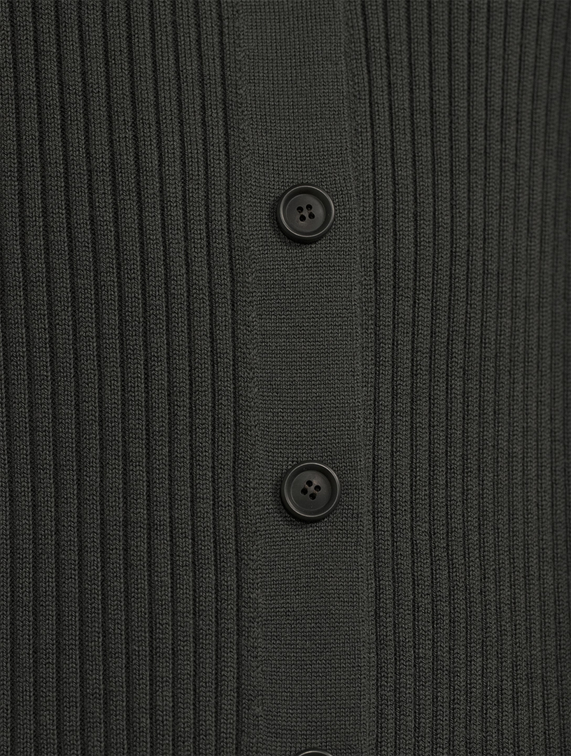 Long Wool Polo Cardigan