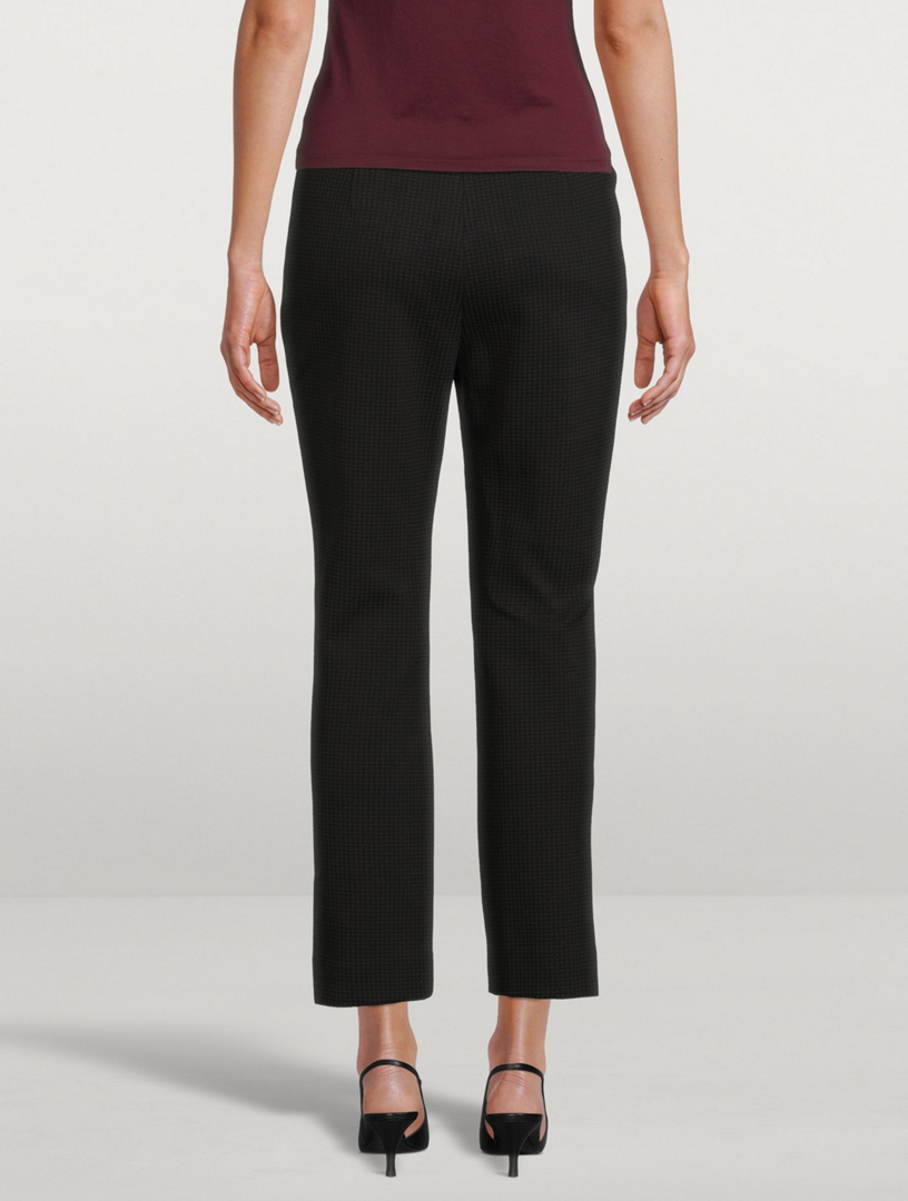Waffle-Knit Cotton Straight Slit Pants