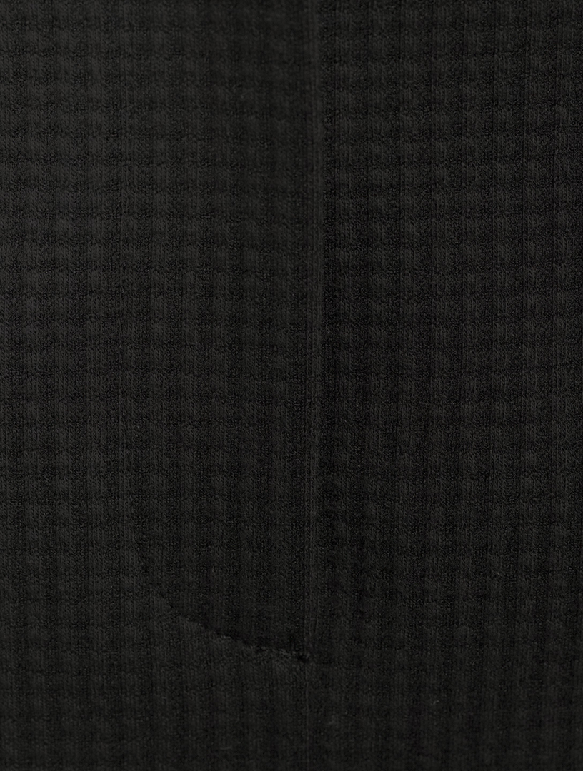 Waffle-Knit Cotton Straight Slit Pants