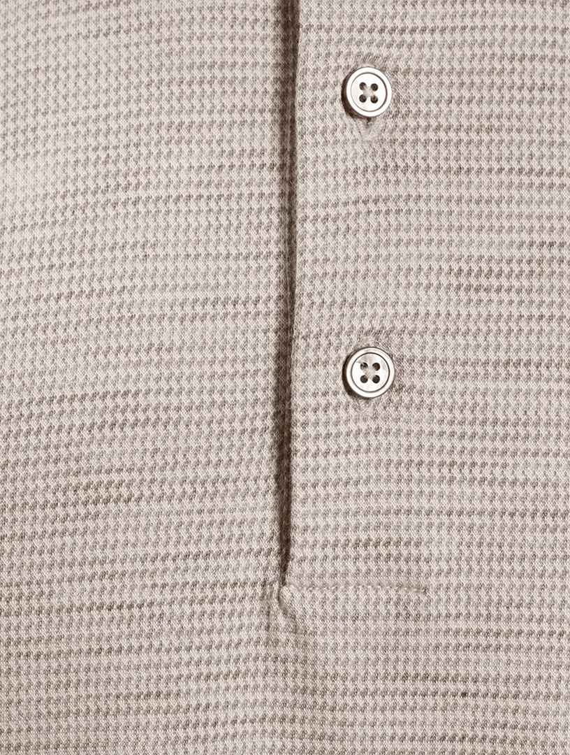 Cotton And Wool Long-Sleeve Polo Shirt