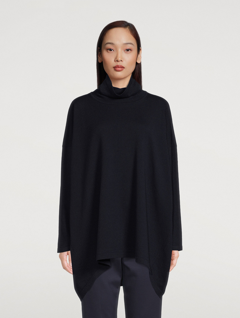 Scrunch-Neck Cashmere Long Sweater