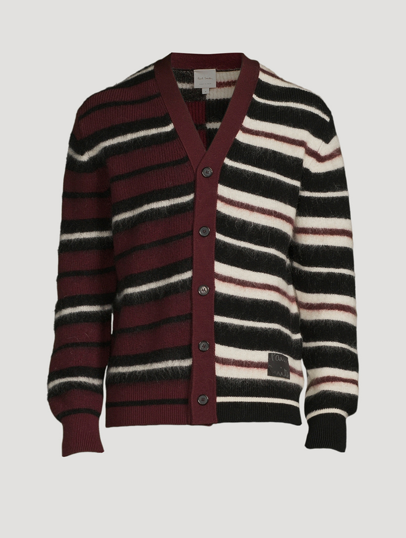 Wool And Mohair-Blend Cardigan In Striped Print