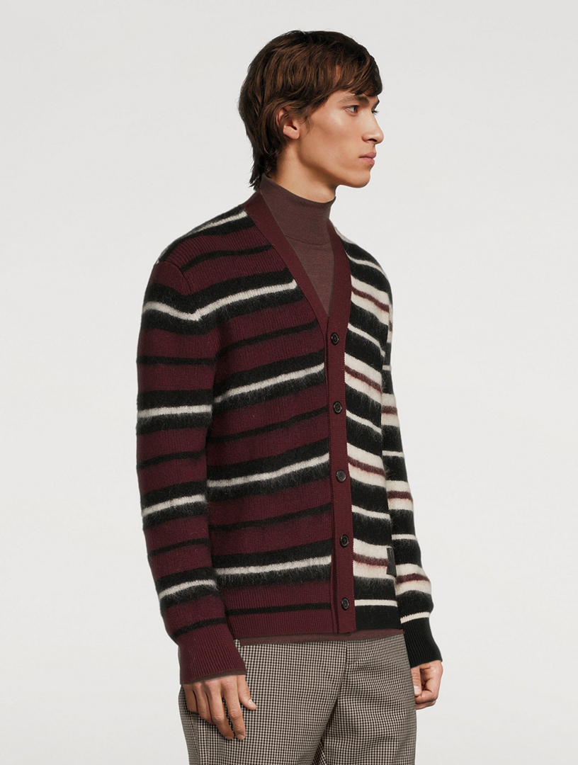 Wool And Mohair-Blend Cardigan In Striped Print